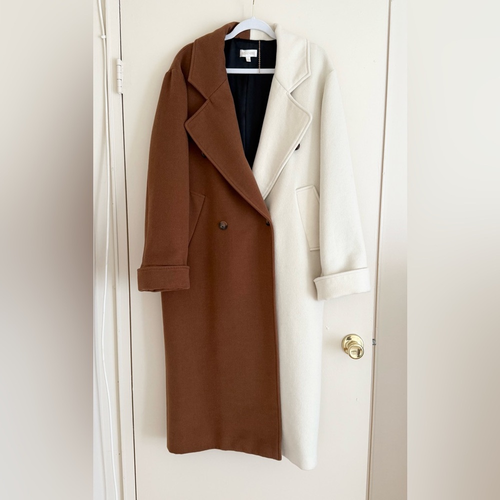 Ronny Kobo Minka Double Breasted Colorblocked Coat, size XS